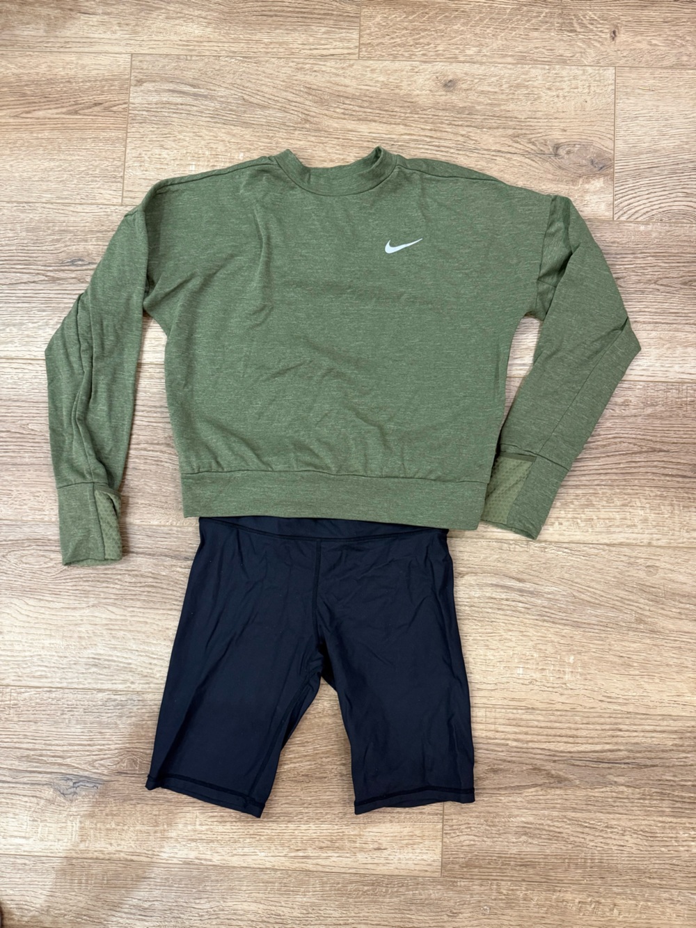 Nike Olive Green Top and Black Bike Set